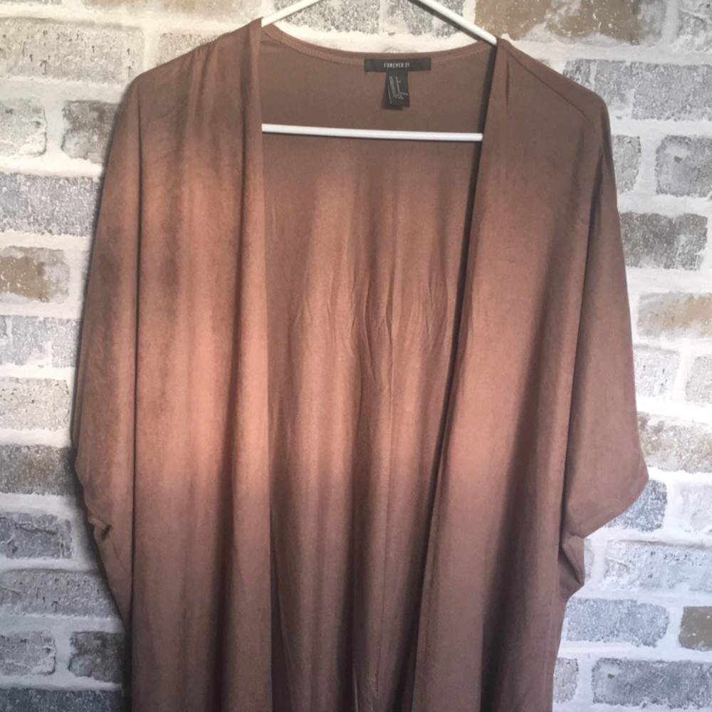 Brown Draped Open Cardigan